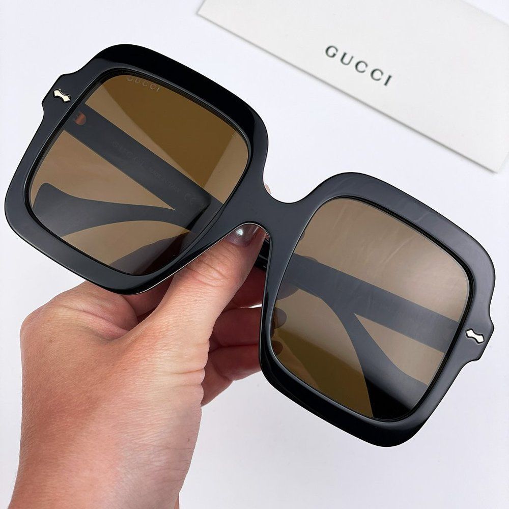 Gucci GG1241S 001 Sunglasses Black Brown Oversized Square Women